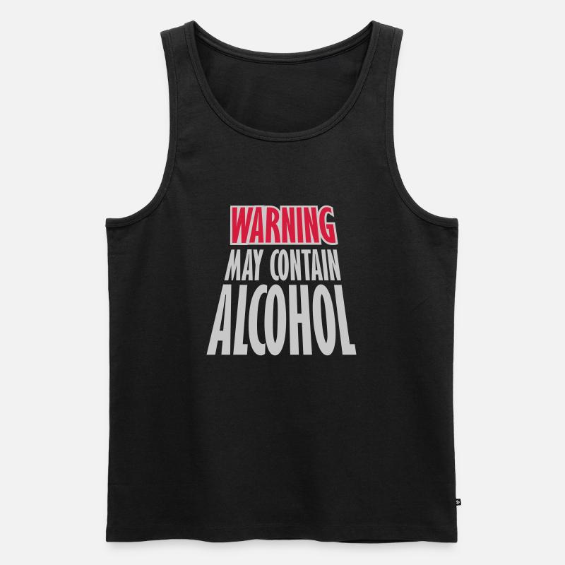 Warning May Contain Alcohol - Männer Premium Bio Tank Top - Schwarz