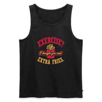 Exercise Extra Fries Zitat - Männer Premium Bio Tank Top - Schwarz - Vorne - AI Model Male 178 light (178cm)