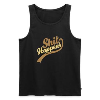 Lettering Shit happens Quote - Men's Premium Organic Tank Top - black - Front - AI Model Male 178 light (178cm)
