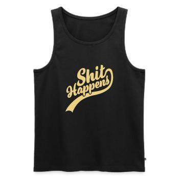 Shit happens Schriftzug Zitat - Männer Premium Bio Tank Top - Schwarz - Vorne - AI Model Male 178 light (178cm)