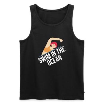Schwimmen Sie im Ozean - Wildes Meer - Männer Premium Bio Tank Top - Schwarz - Vorne - Michal (187cm)