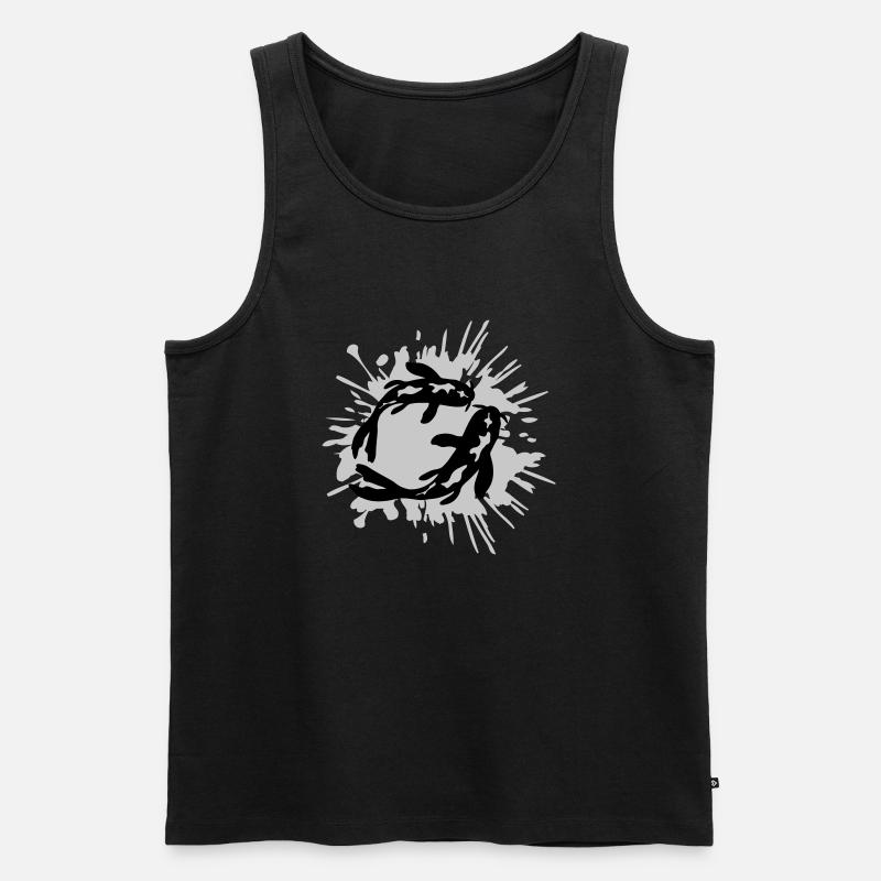 Farbklecks 2 Koi Fische - Männer Premium Bio Tank Top - Schwarz