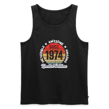 amazing since 1974 -anniversary - Men's Premium Organic Tank Top - black - Front - Michal (187cm)