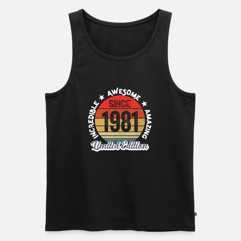 erstaunlich seit 1981 -Jubiläum - Männer Premium Bio Tank Top - Schwarz