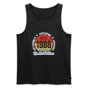 erstaunlich seit 1986 - Jubiläum - Männer Premium Bio Tank Top - Schwarz - Vorne - AI Model Male 178 light (178cm)