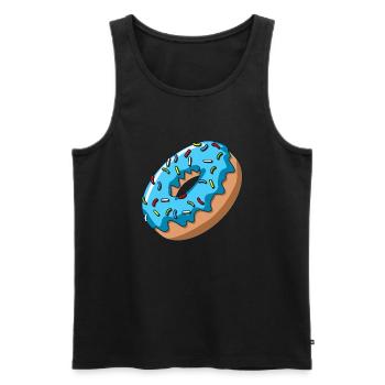 Donut mit blauem Zuckerguss - Männer Premium Bio Tank Top - Schwarz - Vorne - AI Model Male 178 light (178cm)