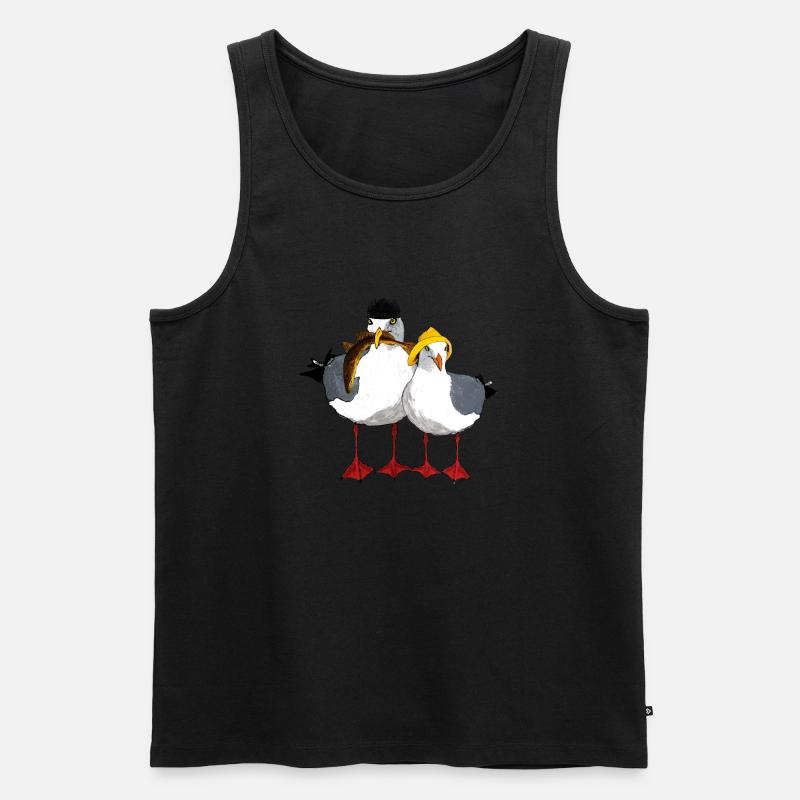 Möwe Jonathan und seine Emma - Männer Premium Bio Tank Top - Schwarz