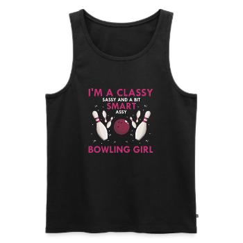 Une fille de bowling chic et un peu intelligente - Débardeur bio Premium Homme - noir - Devant - Michal (187cm)
