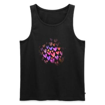 Watercolor Love Heart Splash Pattern - Men's Premium Organic Tank Top - black - Front - Michal (187cm)