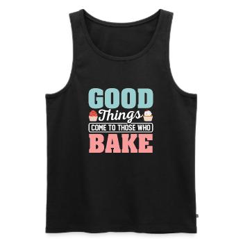 Good Things Come Tho Those Who Bake Cookie Pies - Männer Premium Bio Tank Top - Schwarz - Vorne - Michal (187cm)
