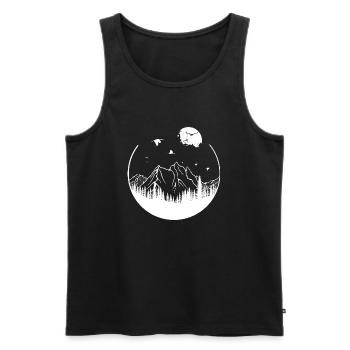 Montagnes d’arbres de forme géométrique - Débardeur bio Premium Homme - noir - Devant - AI Model Male 178 light (178cm)