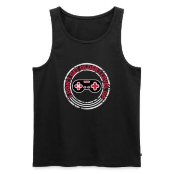 get older level up - Men's Premium Organic Tank Top - black - Front - AI Model Male 178 light (178cm)