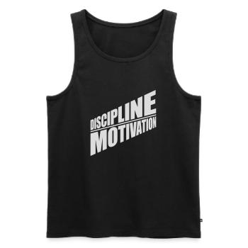 discipline over motivation Zitat - Männer Premium Bio Tank Top - Schwarz - Vorne - Michal (187cm)