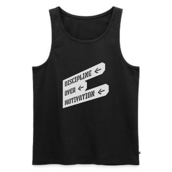 discipline over motivation Zitat - Männer Premium Bio Tank Top - Schwarz - Vorne - Michal (187cm)