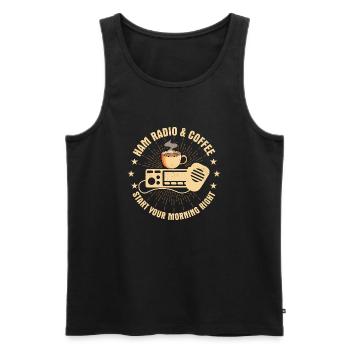 Ham radio & coffee - start your morning right Opera - Men's Premium Organic Tank Top - black - Front - AI Model Male 178 light (178cm)