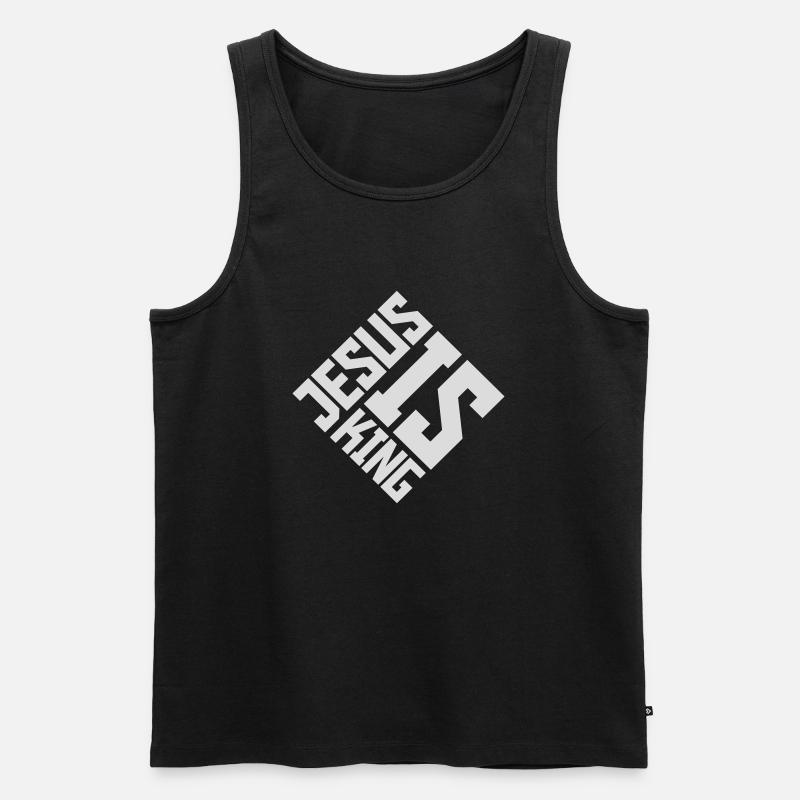 jesus is king Zitat - Männer Premium Bio Tank Top - Schwarz