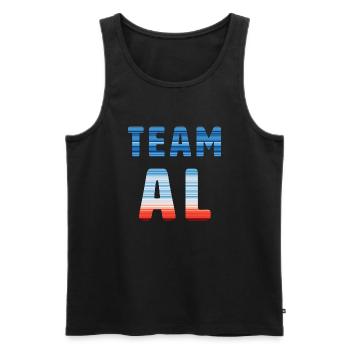 Team Al | Warming Stripes - Männer Premium Bio Tank Top - Schwarz - Vorne - AI Model Male 178 light (178cm)
