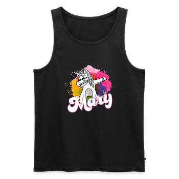 MARY - Beautiful name with dabbing unicorn - Men's Premium Organic Tank Top - black - Front - AI Model Male 178 light (178cm)