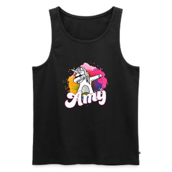 AMY - Schöner Name mit dabbing Einhorn - Männer Premium Bio Tank Top - Schwarz - Vorne - Michal (187cm)