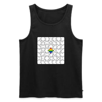LGBTQ Puzzle Regenbogenflagge Puzzleteil LGBT - Männer Premium Bio Tank Top - Schwarz - Vorne - AI Model Male 178 light (178cm)