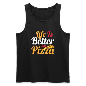 Life Is Better With Pizza Pizza Lover Themed Party - Männer Premium Bio Tank Top - Schwarz - Vorne - Michal (187cm)
