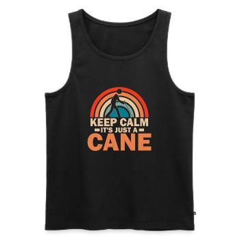 Keep Calm It's Just A Cane Braille Blindness - Men's Premium Organic Tank Top - black - Front - Michal (187cm)
