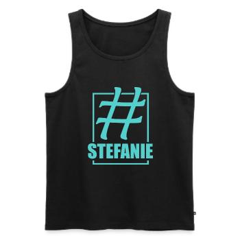 Social Media Hashtag Stefanie - Men's Premium Organic Tank Top - black - Front - AI Model Male 178 light (178cm)