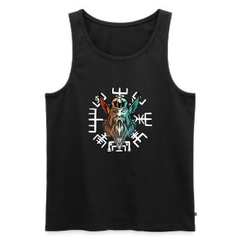 Wikinger mit Wikinger Kompass - Männer Premium Bio Tank Top - Schwarz - Vorne - Michal (187cm)