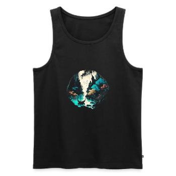 Cave and River - Watercolor Painting - Men's Premium Organic Tank Top - black - Front - AI Model Male 178 light (178cm)