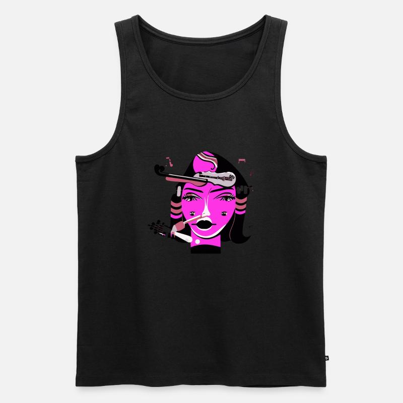 Musik Mädchen - Männer Premium Bio Tank Top - Schwarz