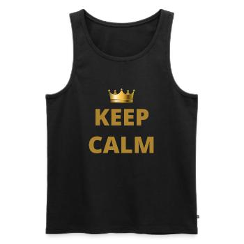 Keep Calm Crown - Männer Premium Bio Tank Top - Schwarz - Vorne - AI Model Male 178 light (178cm)