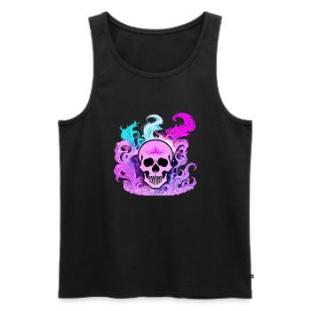 Fire Skull Smoke Pink Skeleton Flames 6 - Men's Premium Organic Tank Top - black - Front - Michal (187cm)