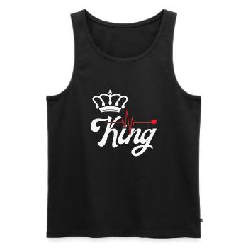 King, queen. Couple gift idea. Love. - Men's Premium Organic Tank Top - black - Front - Michal (187cm)