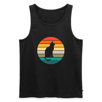 Cat Shirts Sunset Retro Cat Cat Friend Sun - Men's Premium Organic Tank Top - black - Front - AI Model Male 178 light (178cm)