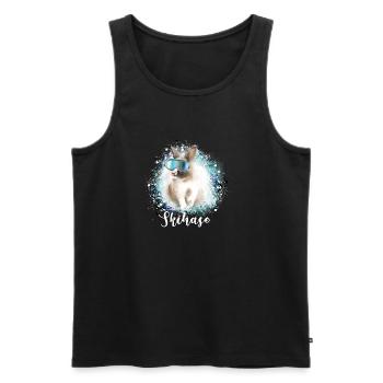 skihase ,blau,skifahren,ski,hase,schnee - Männer Premium Bio Tank Top - Schwarz - Vorne - Michal (187cm)