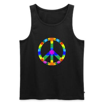 Friedens Zeichen bunt, Flowerpower - Männer Premium Bio Tank Top - Schwarz - Vorne - AI Model Male 178 light (178cm)