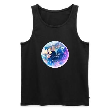 World - Men's Premium Organic Tank Top - black - Front - Michal (187cm)
