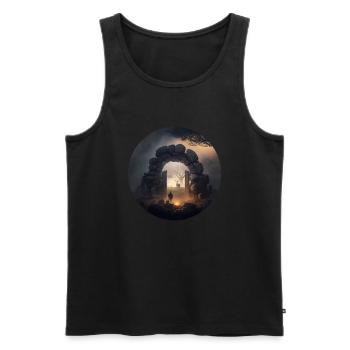 Cadeau Dark Forest Mist Gate - Débardeur bio Premium Homme - noir - Devant - AI Model Male 178 light (178cm)