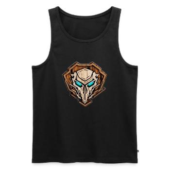 Holz Design Logo - Männer Premium Bio Tank Top - Schwarz - Vorne - Michal (187cm)