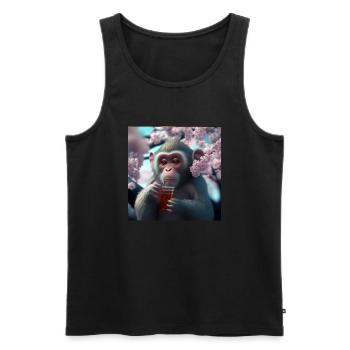 Monkey with drink gift - Men's Premium Organic Tank Top - black - Front - AI Model Male 178 light (178cm)