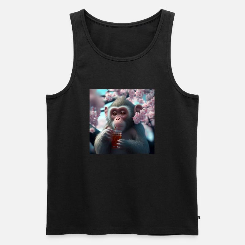 Äffchen mit Getränk Geschenk - Männer Premium Bio Tank Top - Schwarz