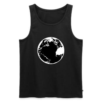 La planète Terre en noir et blanc - Débardeur bio Premium Homme - noir - Devant - Michal (187cm)
