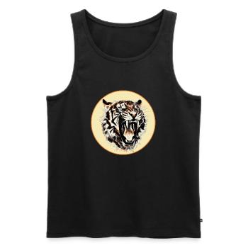 Roaring tiger as a drawing in a circle - Men's Premium Organic Tank Top - black - Front - AI Model Male 178 light (178cm)
