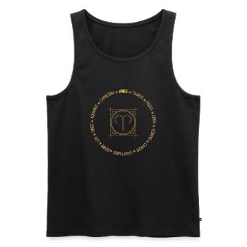 Zodiaque cercle Bélier - Débardeur bio Premium Homme - noir - Devant - Michal (187cm)