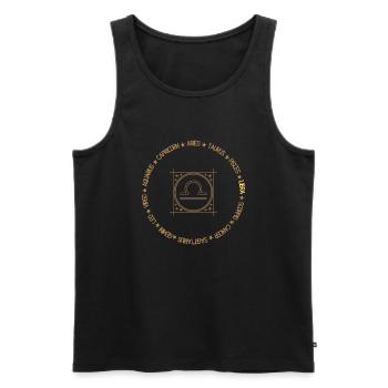 Cercle du zodiaque Balance - Débardeur bio Premium Homme - noir - Devant - Michal (187cm)