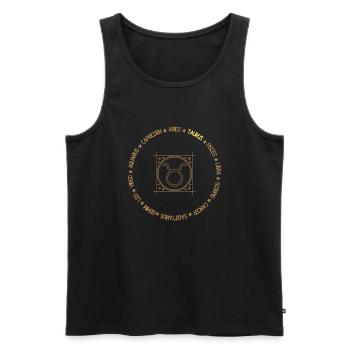Cercle du zodiaque Taureau - Débardeur bio Premium Homme - noir - Devant - AI Model Male 178 light (178cm)