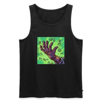 Main zombie avec de l’argent - Débardeur bio Premium Homme - noir - Devant - AI Model Male 178 light (178cm)