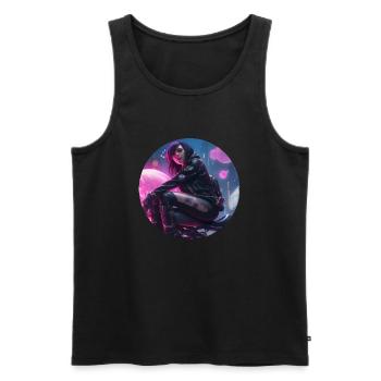 Hot Girl on Bike - Me and my Motorcycle - Men's Premium Organic Tank Top - black - Front - AI Model Male 178 light (178cm)