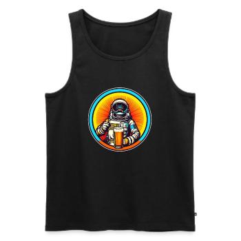Astronaute cool avec de la bière - Débardeur bio Premium Homme - noir - Devant - AI Model Male 178 light (178cm)