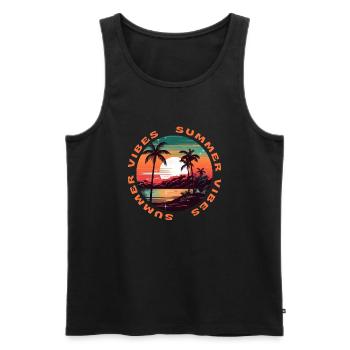 Summer Vibes, Summer Design - Männer Premium Bio Tank Top - Schwarz - Vorne - Michal (187cm)